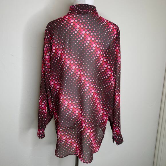 Venezia Purple Brown Polka Dot Sheer Blouse Sz 14/16 NWOT - Picture 3 of 6